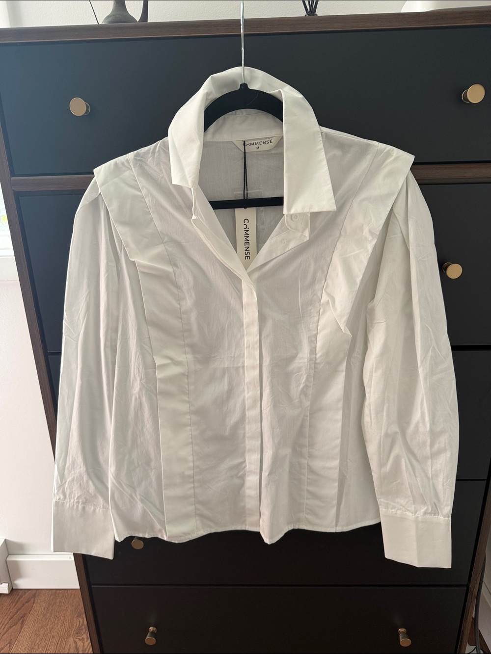 Commense Crisp White Button-Front Women's Shirt